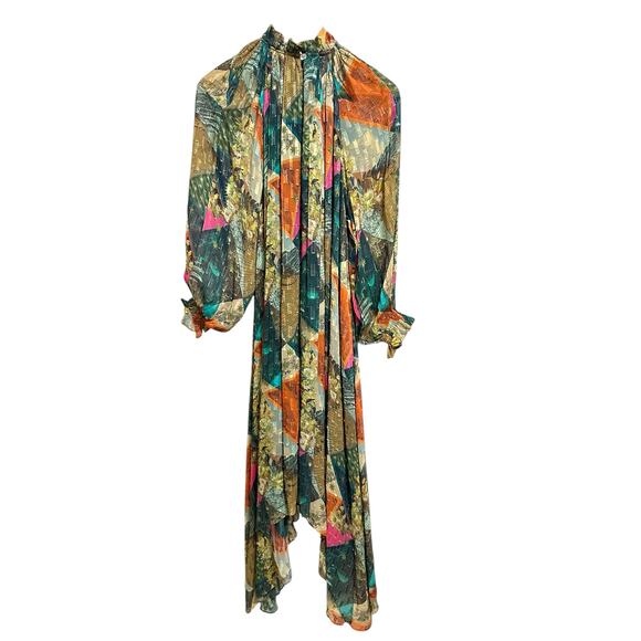 CHUFY Killa Gathered Printed Fil Coupé Georgette Midi Dress size Small $650 - Picture 2 of 8